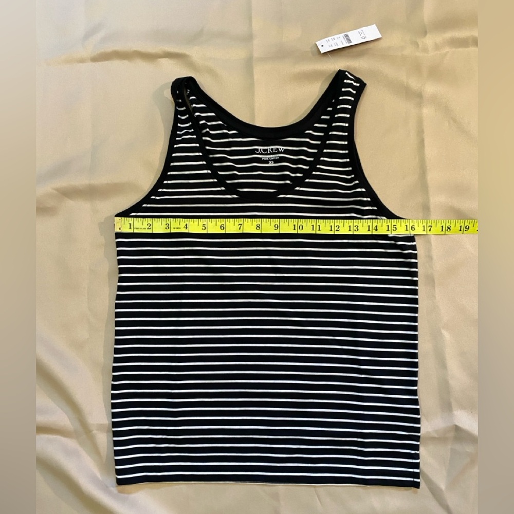 🌟 J Crew Pima Cotton Black White Striped Tank Top XS